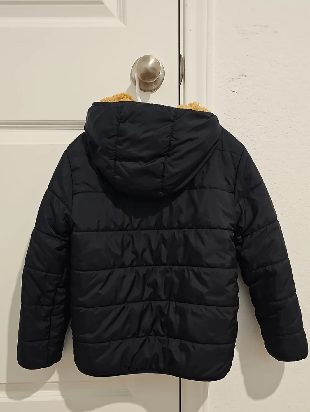 Cat & Jack Reversible Jacket with Tan Sherpa Hood And Inside